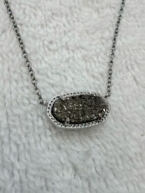 Elisa Silver Pendant Necklace in Platinum Drusy